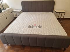 Queen size bed + mattress + 2 side tables.  new condition