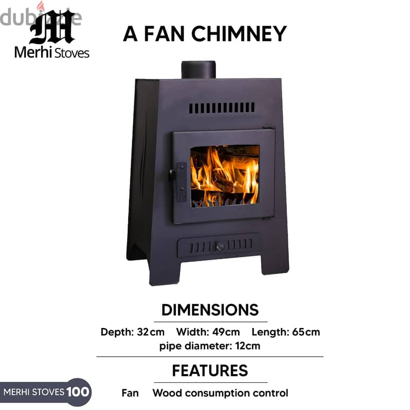 A Fan Chimney Wood merhi stove صوبيا مدفئة حطب مرعي واجهة زجاج 1