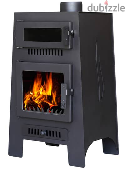 A Fan Oven Chimney Wood Merhi Stove صوبا شمنيه حطب مع فرن واجهة زجاج