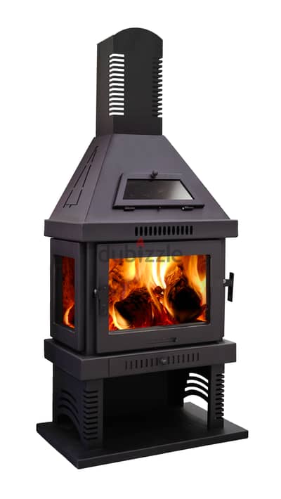 Haram Chimney Wood Merhi Stove صوبا شمنيه حطب هرم 3 واجهات زجاج فرن