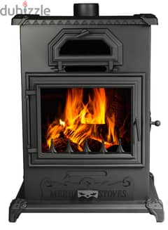 Medium Wood Chimney Merhi Stove صوبيه شمنيه حطب مع فرن زجاج وسط 0