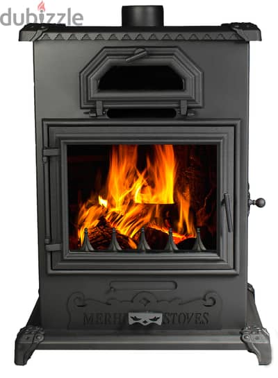 Medium Wood Chimney Merhi Stove صوبيه شمنيه حطب مع فرن زجاج وسط