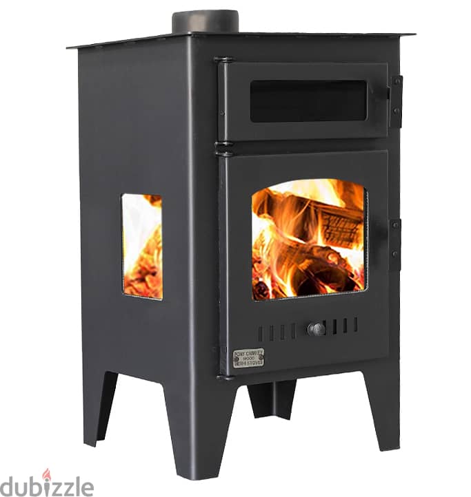 Pony Chimney 3D Three sides glass view Wood Stove صوبيا خطب 3 واجهات 0