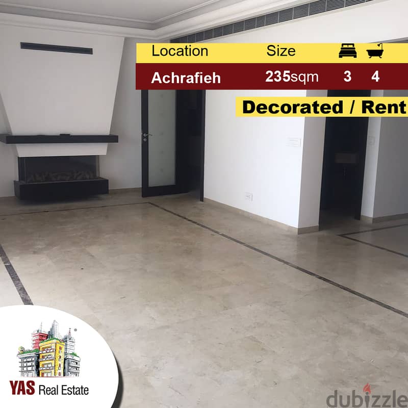 Achrafieh 180m2 | Decorated | Super Luxury | Rent | MO | 0