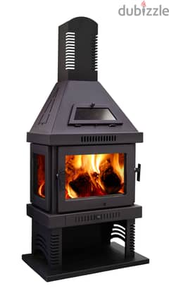 Haram Chimney Wood Merhi Stove صوبا شمنيه حطب هرم 3 واجهات زجاج فرن 0