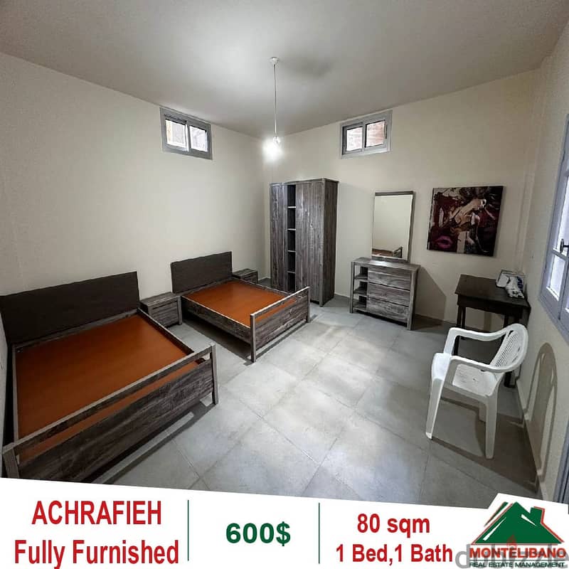 600$!! Fully Furnished Apartment for rent in Achrafieh 0