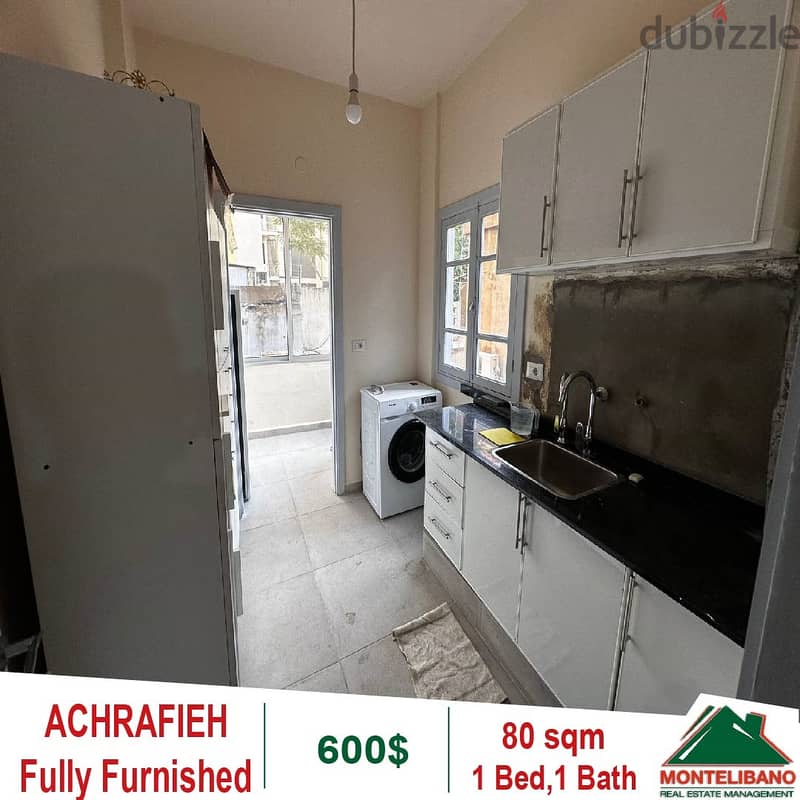 600$!! Fully Furnished Apartment for rent in Achrafieh 1