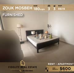 Apartment for rent in Zouk Mosbeh furnished RB78 0