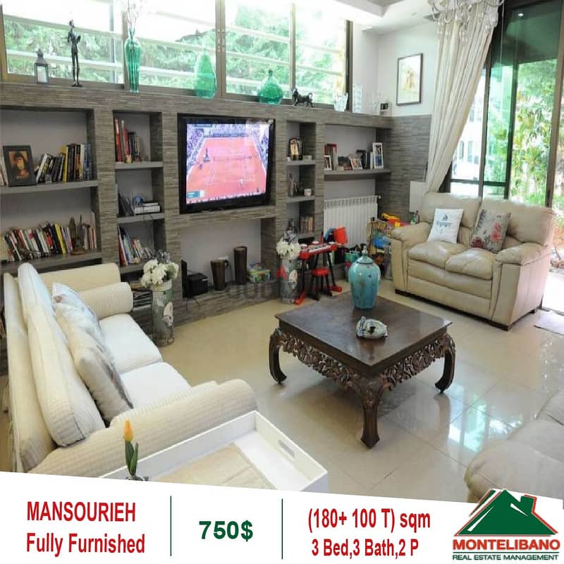 750$!! Fully Furnished Apartment for rent in Mansourieh 0