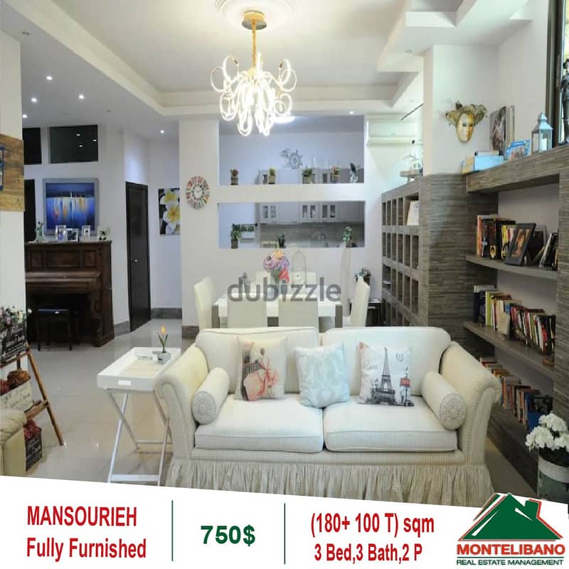 750$!! Fully Furnished Apartment for rent in Mansourieh 1