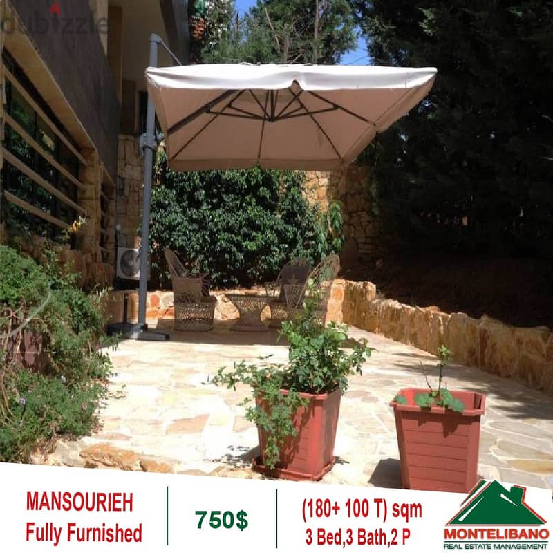 750$!! Fully Furnished Apartment for rent in Mansourieh 2