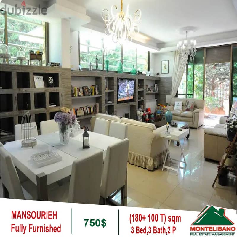 750$!! Fully Furnished Apartment for rent in Mansourieh 4