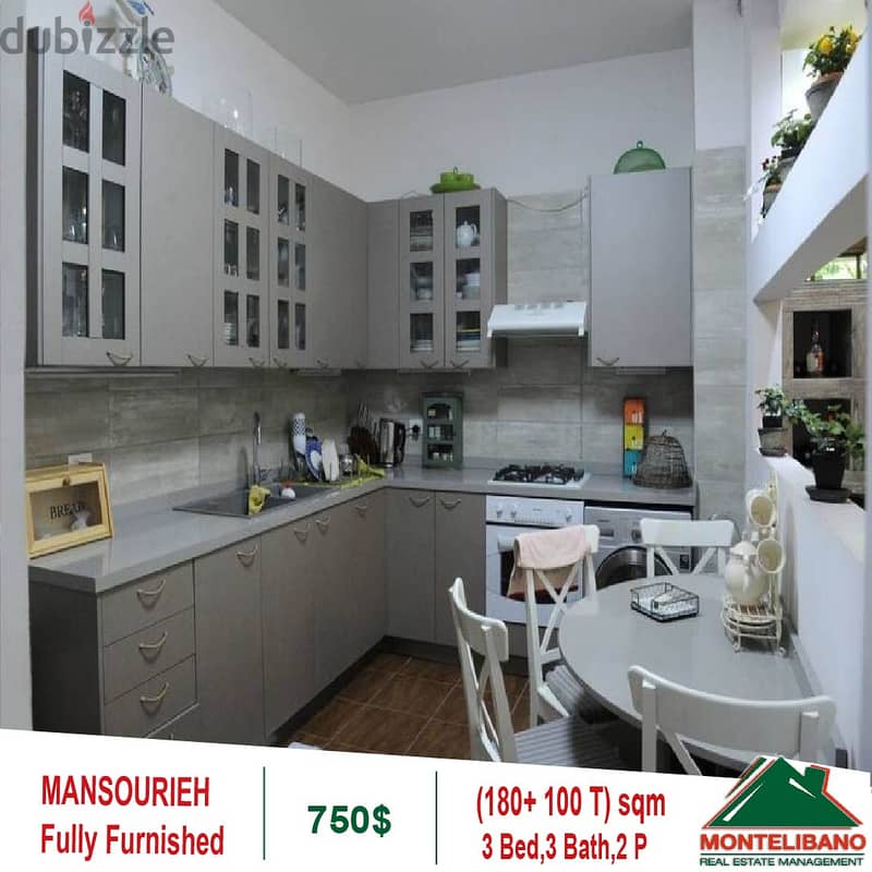 750$!! Fully Furnished Apartment for rent in Mansourieh 6