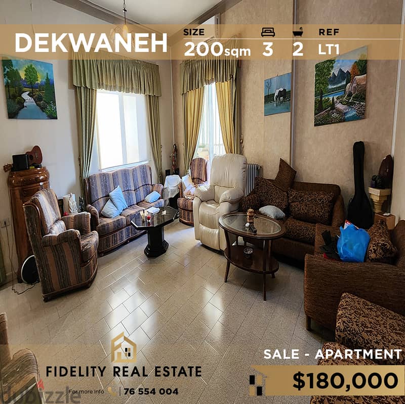 Aapartment for sale in Dekwaneh LT1 شقة للبيع في الدكوانة 0