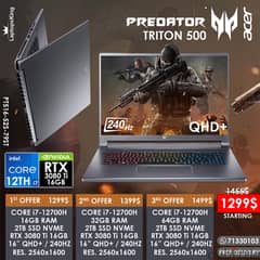 ACER PREDATOR TRITON 500 i7-H 12TH RTX 3080Ti 240HZ QHD+ GAMING LAPTOP 0