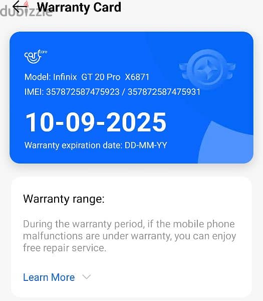 Infinix Gt 20 Pro Used 6 days Under Warranty 1 Year 2