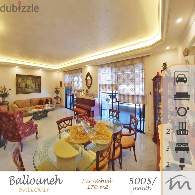 Ballouneh | Fully Furnished/Equipped 3 Bedrooms Apartment | Sea View 0