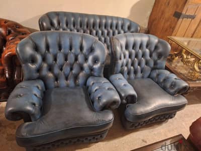 chesterfield salon tree pieses of genuine leather buffalo original