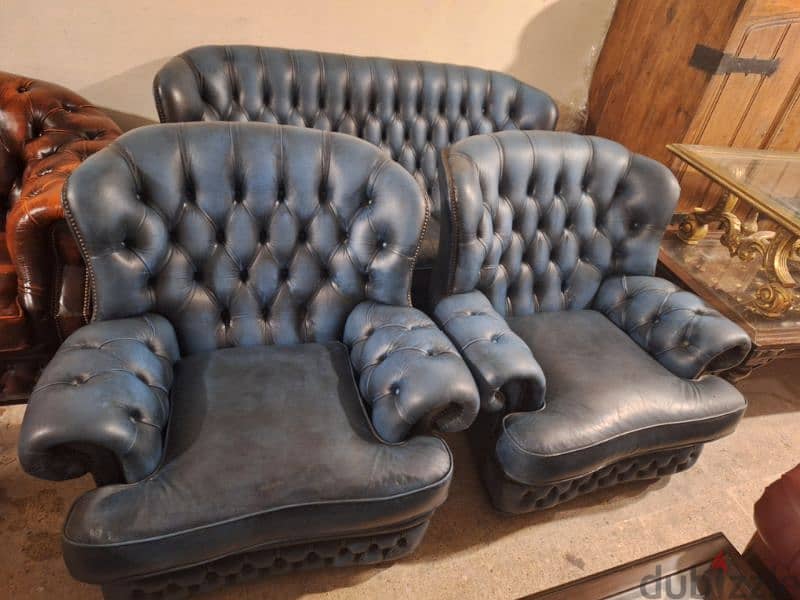 chesterfield salon tree pieses of genuine leather buffalo original 0