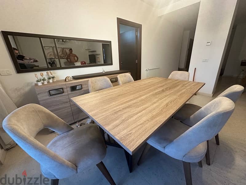 Dinning set - table + 6 chairs + cabinet + Mirror 1