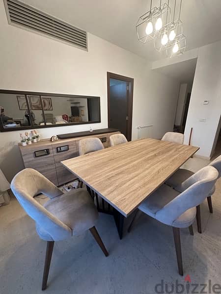 Dinning set - table + 6 chairs + cabinet + Mirror 2