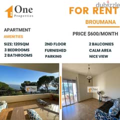 FURNISHED Apartment for RENT IN BROUMANA.