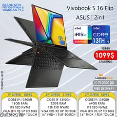 ASUS VIVOBOOK S 16 FLIP i9-13900H VGA IRIS XE 16" TOUCH 2in1 LAPTOPS