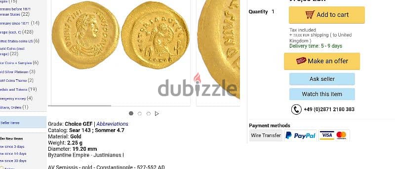 Byzantine Gold AV coin Semisis JustinanI year 527 AD weight 2.24 grams 3