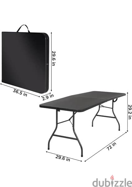 COSCO Molded Folding Banquet Table w/Handle, 6ft, Black 2