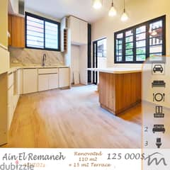 Ain El Remmeneh | Fully Renovated & Decorated 110m² + 15m² Terrace