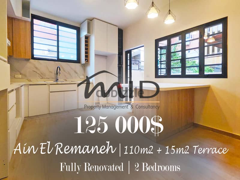 Ain El Remmeneh | Fully Renovated & Decorated 110m² + 15m² Terrace 1