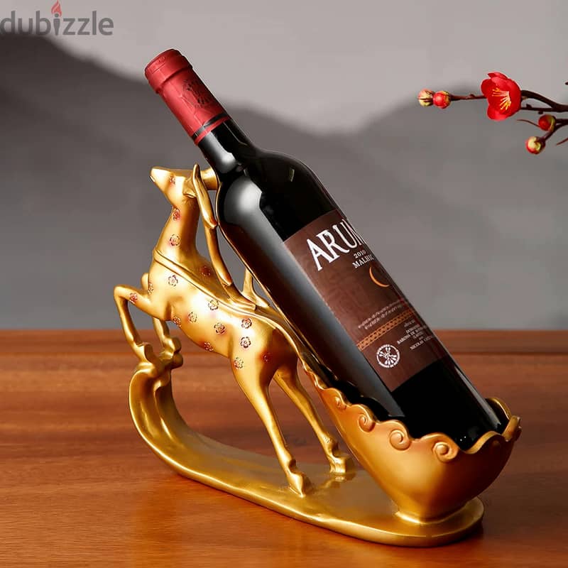 Graceful Deer Wine Rack – Elegant Floral Resin Bottle Holder 1