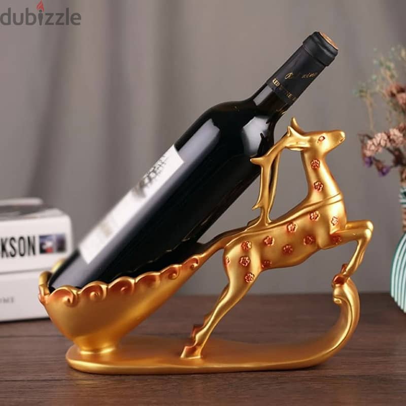 Graceful Deer Wine Rack – Elegant Floral Resin Bottle Holder 10