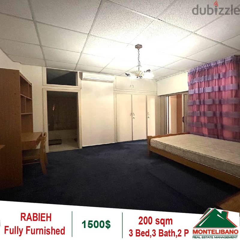 1500$!! Fully Furnished apartment for rent in Rabieh 3