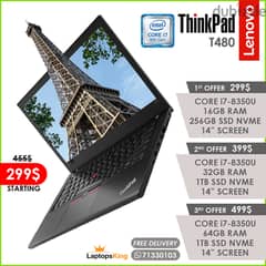 LENOVO THINKPAD T480 CORE i7-8350U 14” LAPTOPS