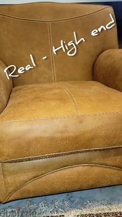 real nubuck leather italian fully renovateكرسي  عدد2 جلد نوبوك ايطاليل