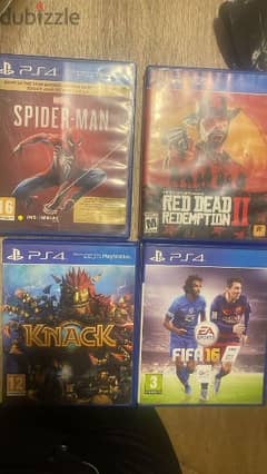 Knack/ Red Dead Redemption/ Fifa 16/ Spiderman ps4