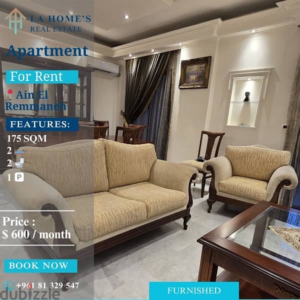 apartment for rent in Ain el Remmaneh شقة للايجارفي عين الرمانة 0