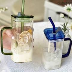 Glass Cup With Straw 0