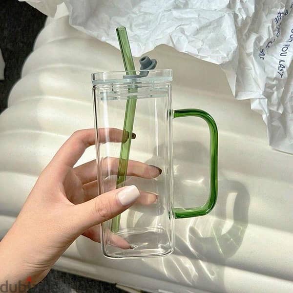 Glass Cup With Straw 2