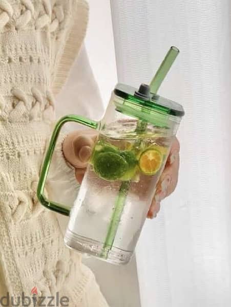 Glass Cup With Straw 3