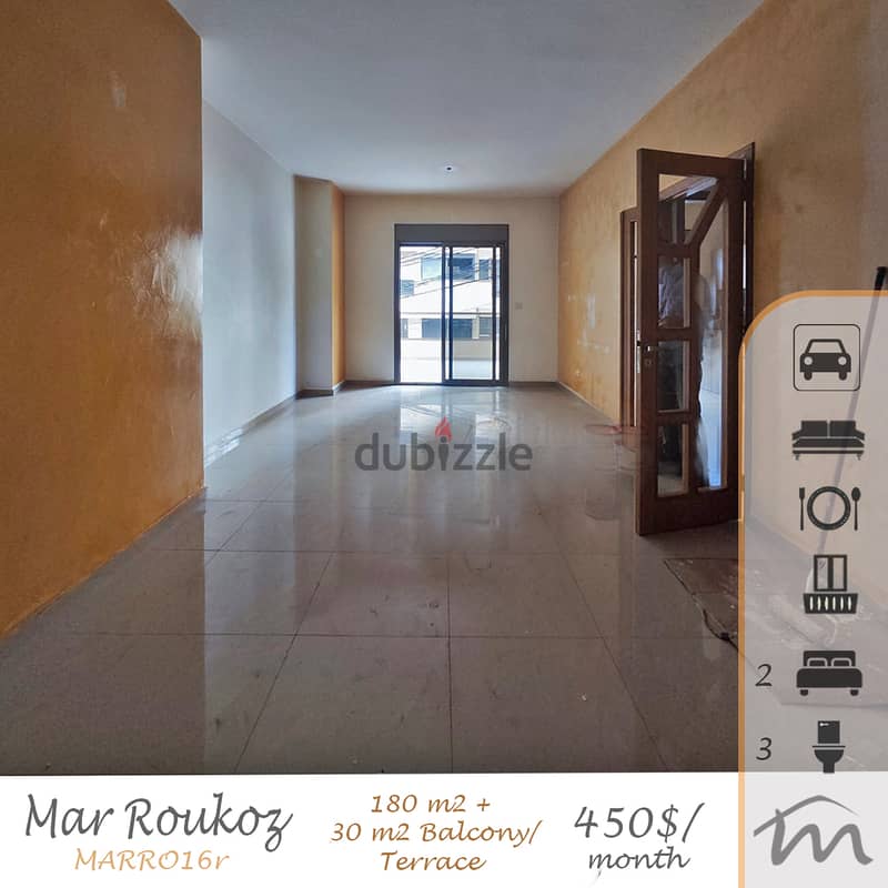 Mar Roukoz | Huge Balcony | 2 Bedrooms Apartment | Catchy Rental 0