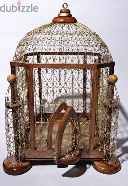 "Elegant Handmade Bird Cages: 24k Gold Painted Decor for Luxury Homes 1