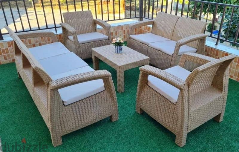 garden set 7 seats with mattresses, with table, New 0