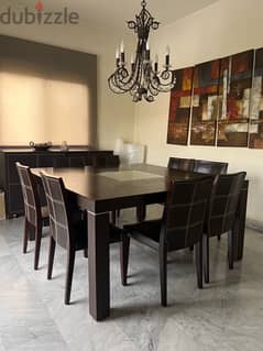 Full Dining Room with 8 Chairs and Sideboard