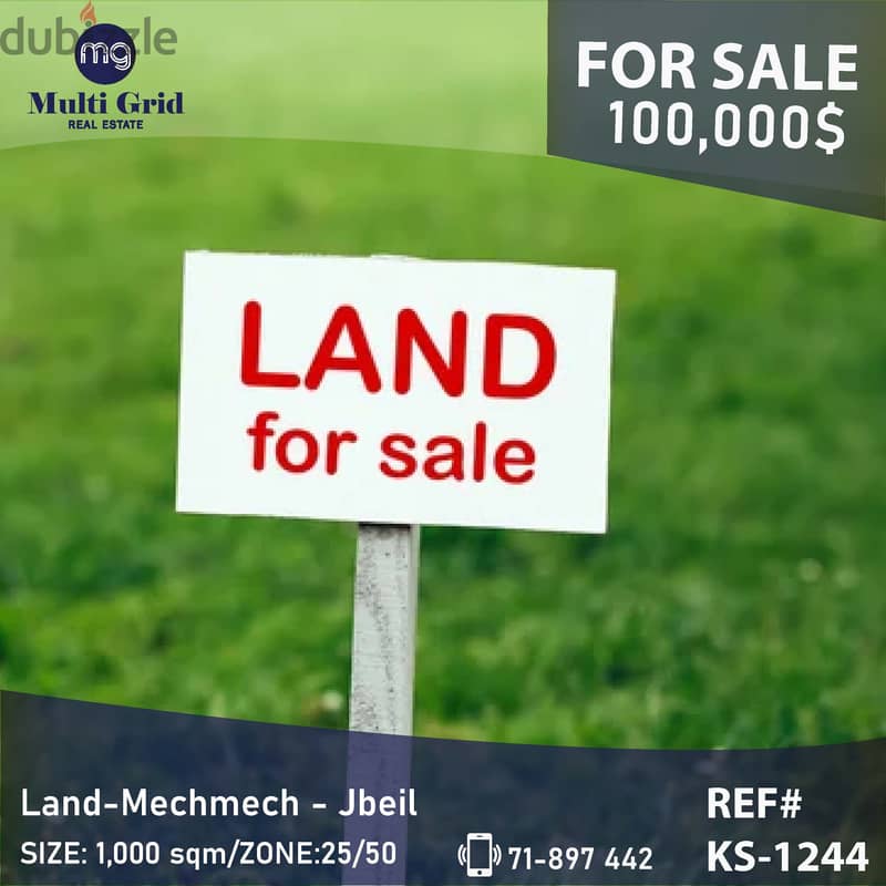 KS-1244 / Land for Sale in Mechmech - Jbeil, أرض في مشمش - جبيل 0