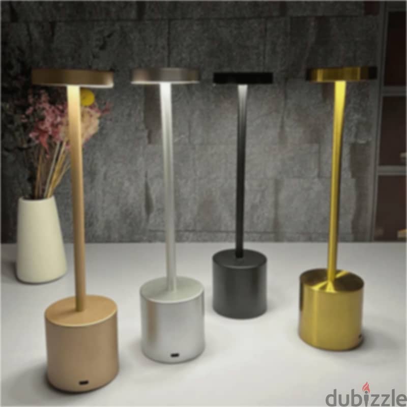 Modern Iron Table Lamp with Rechargeable, Dimmable LED Light 7