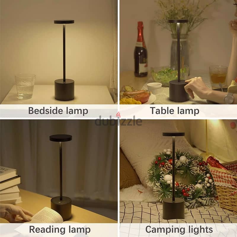 Modern Iron Table Lamp with Rechargeable, Dimmable LED Light 4