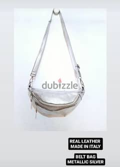 Silver Leather Belt Bag