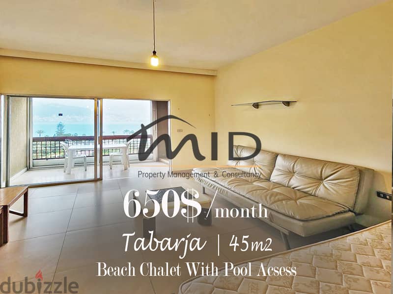 Tabarja | Furnished/Equipped 45m² Chalet | Panoramic Sea View 1